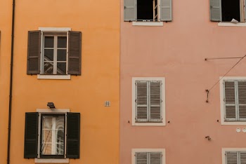 Pink and Orange Painted Concrete Building