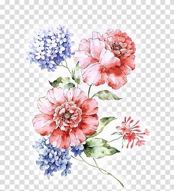 Pink and purle flowers illustration, Flower Floral design Painting Pattern, Hand-painted flowers transparent background PNG clipart