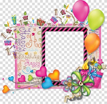 Pink and purple birthday frame, Birthday Frames Party , joyeux anniversaire transparent background PNG clipart