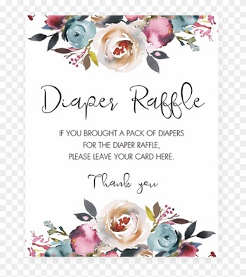 Pink And Purple Flower Baby Shower Decor Diaper Raffle - Baby Shower Diaper Raffle Sign