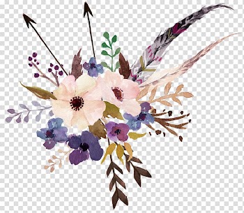 Pink and purple flowers illustration, Boho-chic Arrow Spoonflower Watercolor painting, lavender watercolor transparent background PNG clipart