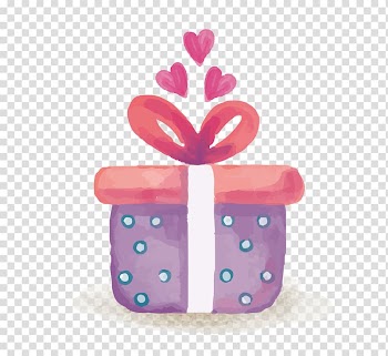 Pink and purple gift , Gift Watercolor painting Balloon Birthday, Hand painted birthday gift transparent background PNG clipart