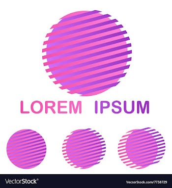 Pink and purple striped circle company symbol set vector image