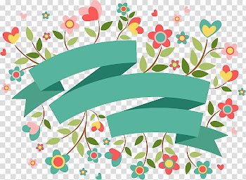 Pink and red flowers , Ribbon banners transparent background PNG clipart