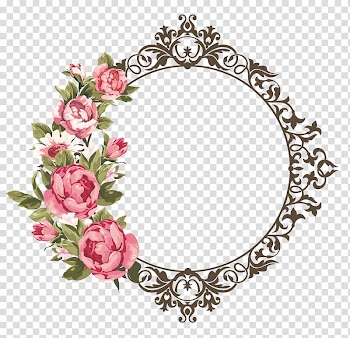 Pink and white flower accent frame , Flower Frames Floral design , wedding ornament transparent background PNG clipart