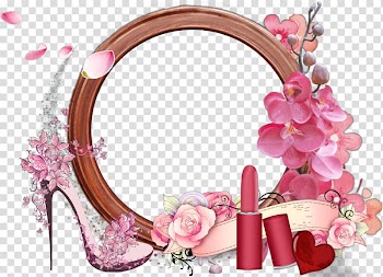 Pink and white flowers frame , Frame Border transparent background PNG clipart