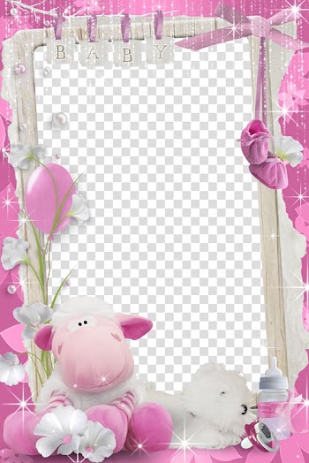 Pink and white flowers, frame Infant, Baby art frames transparent background PNG clipart