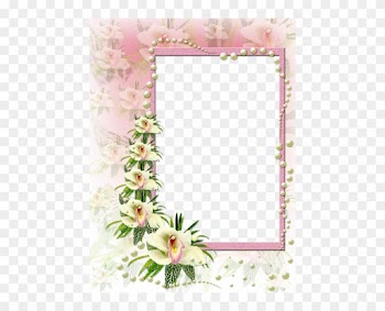 Pink And White Flowers Frame With Pearls - Flower With Pearls Borders