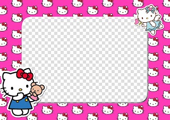 Pink and white Hello Kitty frame, Hello Kitty Frames Animation, hello transparent background PNG clipart