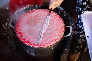 Pink and White Leopard Print Liquid on Stock Pot