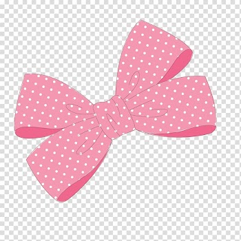 Pink and white polka-dot ribbon bow , Pink ribbon Bow tie, Little pink bow transparent background PNG clipart