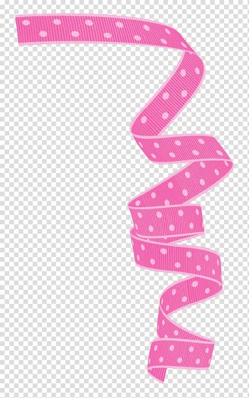 Pink and white polka-dot ribbon illustration, Pink M Font, wavy ribbons transparent background PNG clipart