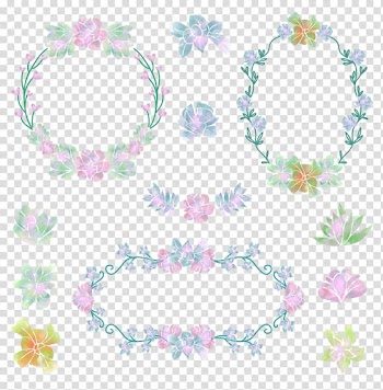 Pink and yellow flower wreaths illustration, Flower Wreath Garland Wedding, Watercolor wedding garland plants transparent background PNG clipart