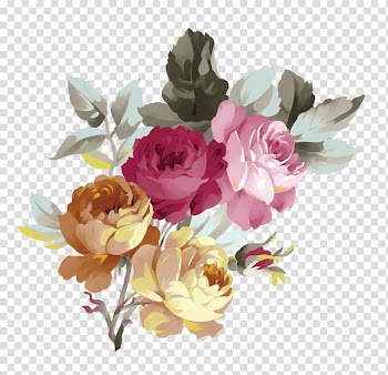 Pink and yellow flowers illustration, Centifolia roses Flower Red, Red dream flower decoration pattern transparent background PNG clipart
