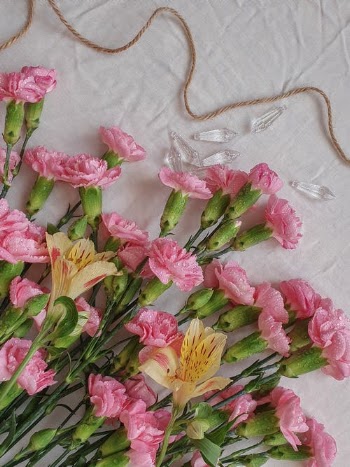 Pink and Yellow Flowers on White Textile · Free Stock Photo