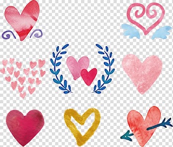 Pink and yellow heart templates, Watercolor painting Love Heart Drawing, Hand-painted love transparent background PNG clipart