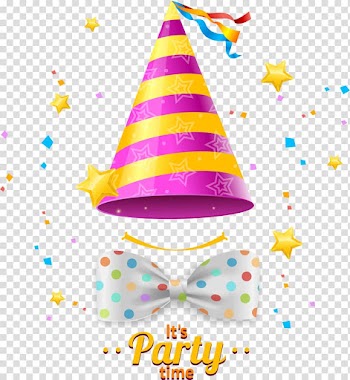 Pink and yellow party hat with bow illustration, Party hat Birthday, birthday hats transparent background PNG clipart