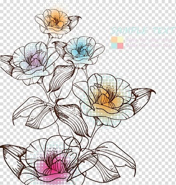 Pink and yellow rose flowers illustration, Watercolor painting Flower Drawing, Floral decorative pattern transparent background PNG clipart