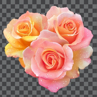 Pink and yellow roses, realistic, romantic and beautiful, wi