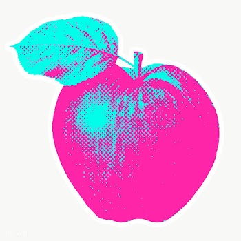Pink apple halftone style sticker design element | Free  transparent png - 2338664