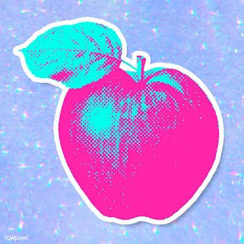 Pink apple halftone style sticker design element illustration | Free  illustration - 2338666