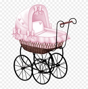 Pink Baby Carriage Clip Art - Pink Vintage Baby Carriage