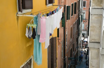 Pink Bath Towel Hang Outside Window