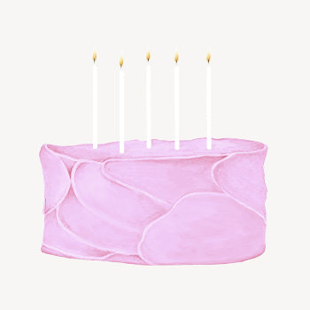 Pink birthday cake, dessert illustration | Free Photo Illustration - rawpixel