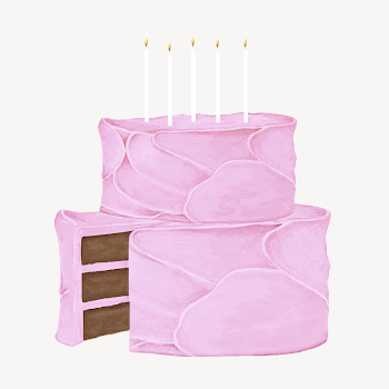 Pink birthday cake, dessert illustration | Free Photo Illustration - rawpixel