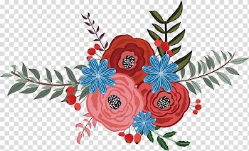 Pink, blue, and red petaled flowers art, Euclidean Flower Floral design, flower transparent background PNG clipart