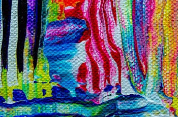 Pink, Blue, Green, and Yellow Abstract Painting