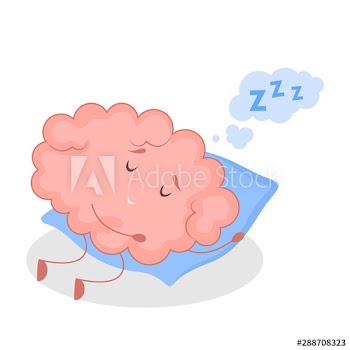Pink brain character, sticker sleep