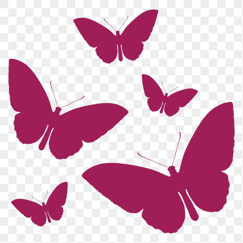 Pink butterflies png silhouette sticker, | Free PNG - rawpixel