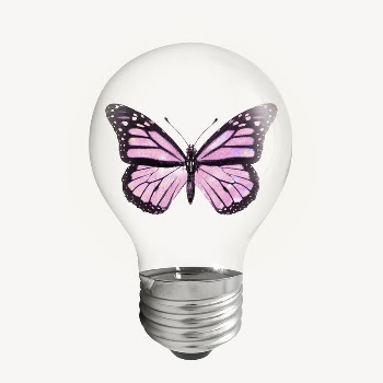 Pink butterfly bulb sticker, insect, | Free PSD - rawpixel