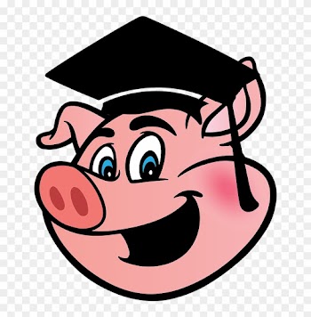 Pink Cartoon Pig Wearing A Graduation Mortorboard - Comic Schwein