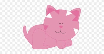 Pink Cat Sleeping - Pink Cat Clipart