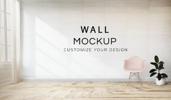 Pink chair in a white room Free Psd