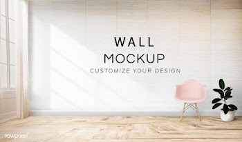 Pink chair in a white room | Free stock psd mockup - 580466