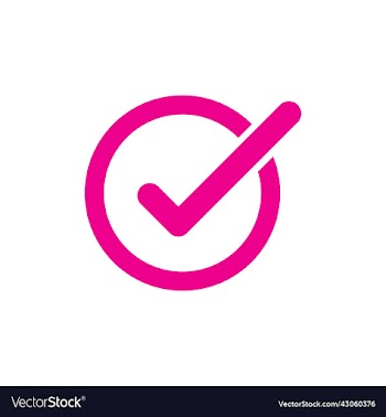 pink check mark icon or logo