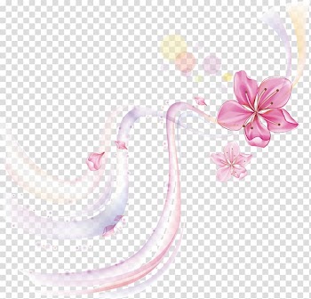 Pink cherry blossom flower illustration, Flower High-definition television Floral design Abstract , Cherry petals transparent background PNG clipart