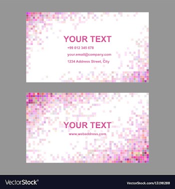 Pink colorful mosaic business card template set vector image