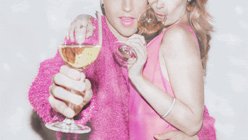 Pink couple drinking wine together | Free Photo - rawpixel