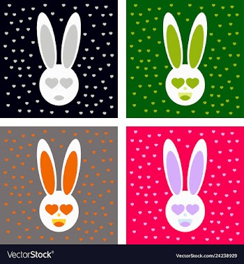 Pink cute bunny pattern vector image
