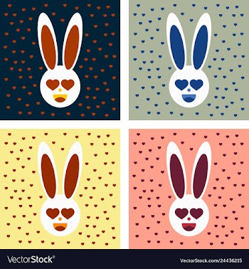 Pink cute bunny pattern vector image