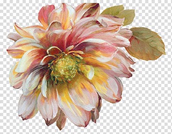 Pink dahlia flower illustration, Painting Flowers Watercolor painting Decoupage, flower paint transparent background PNG clipart