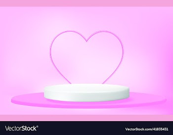pink display with heart shape and round marble