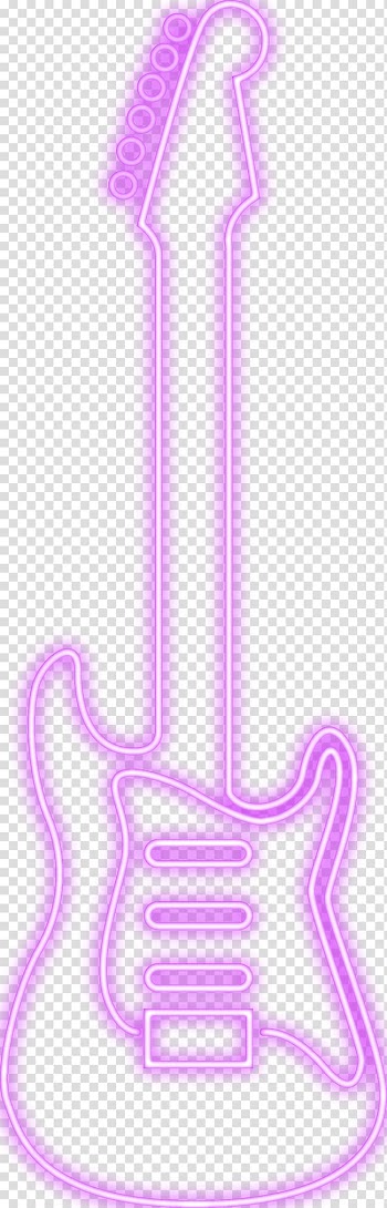 Pink electric guitar neon illustration, Neon lighting Neon lamp, Neon Guitar Music transparent background PNG clipart