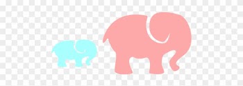 Pink Elephant Clip Art Grey Elephant Mom Baby Pink - Pink And Blue Baby