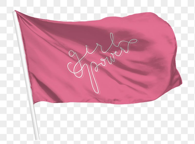 Pink flag png waving, girl | Free PNG - rawpixel