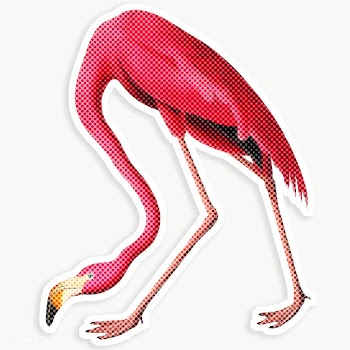 Pink flamingo halftone style design element sticker | Free  transparent png - 2337844